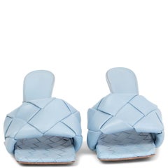 BOTTEGA VENETA Ice blue leather LIDO INTRECCIATO Mules Sandals Shoes 37