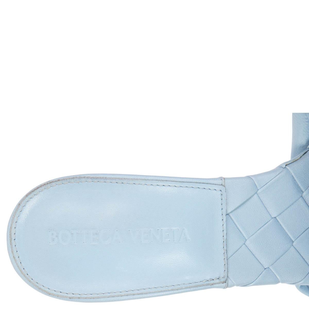 Blue BOTTEGA VENETA Ice blue leather LIDO INTRECCIATO Mules Sandals Shoes 37