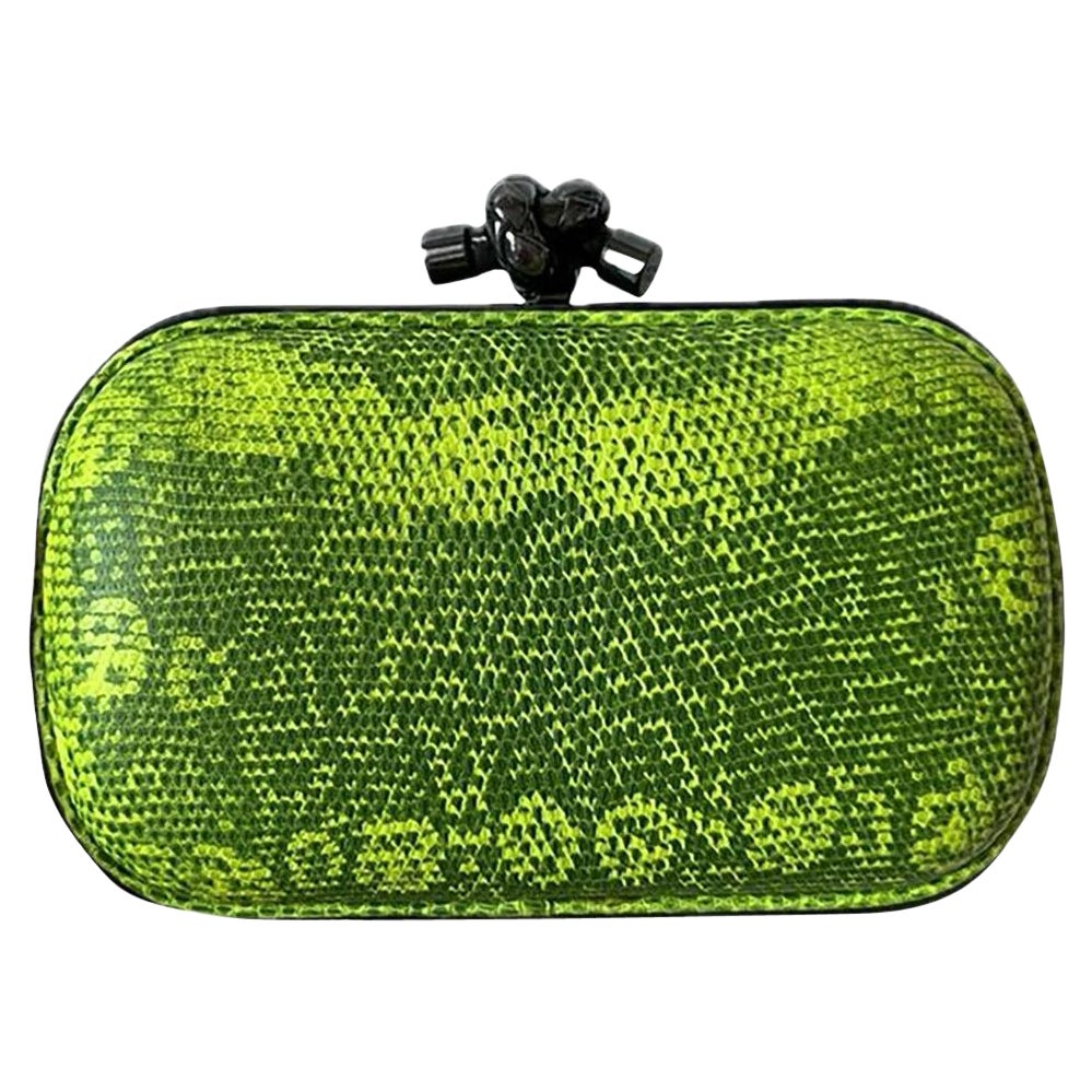 Bottega Veneta Iconic Pochette Knot Clutch in Lime Green