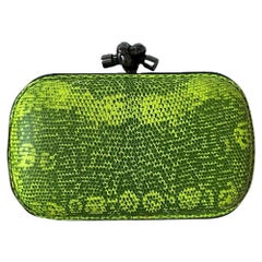 Bottega Veneta Iconic Pochette Knot Clutch in Lime Green