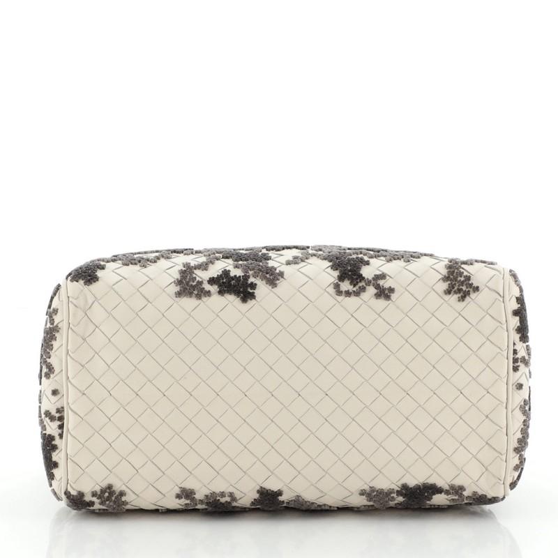 Bottega Veneta In Mist Convertible Boston Bag Embroidered Intrecciato Nappa In Good Condition In NY, NY