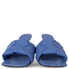 BOTTEGA VENETA Indigo periwinkle leather MAXI INTRECCIATO LIDO Sandals Shoes 39