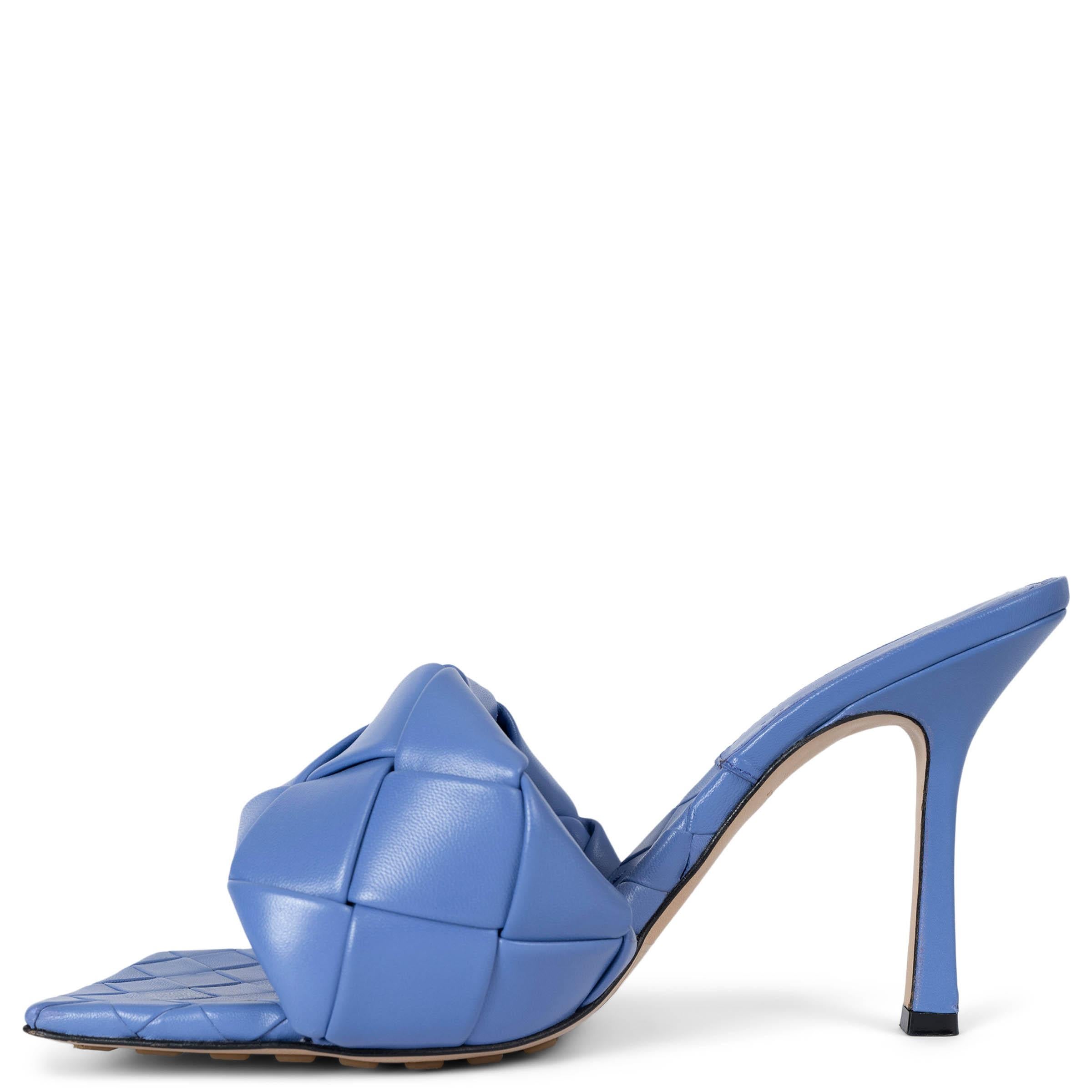 Bleu BOTTEGA VENETA Sandales MAXI INTRECCIATO LIDO en cuir pervenche indigo 39 en vente