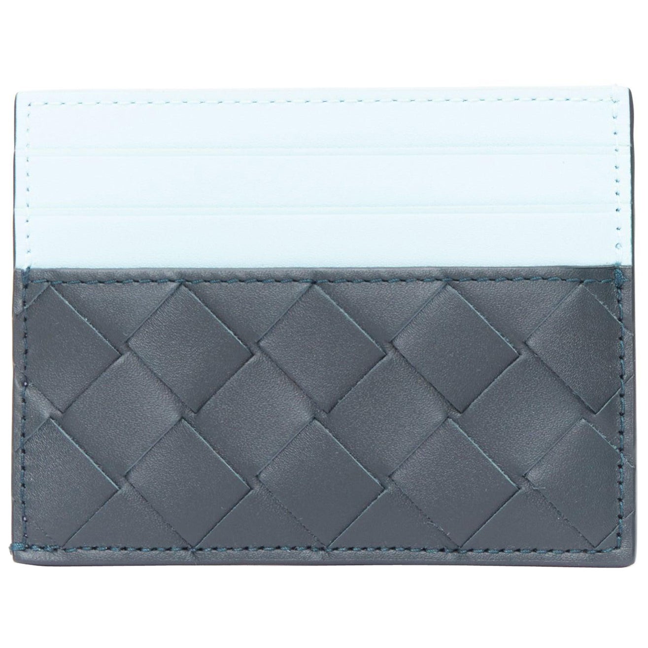 BOTTEGA VENETA inkwell pale blue intrecciato credit card case wallet