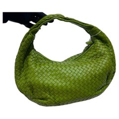 Bottega Veneta Intrecciato Belly Hobo Bag Medium Green Lambskin leather
