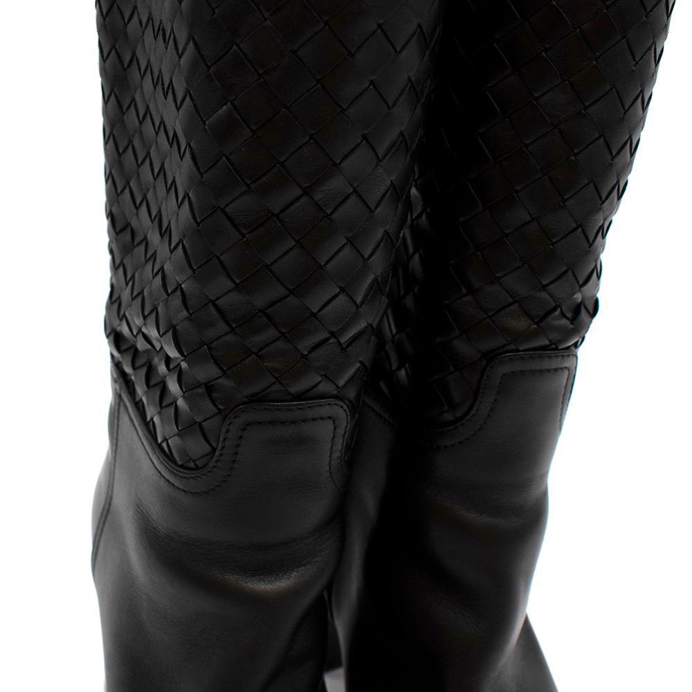 Bottega Veneta Intrecciato Black Leather Boots 37 For Sale 1
