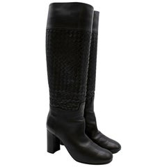 Bottega Veneta Intrecciato Black Leather Boots 37