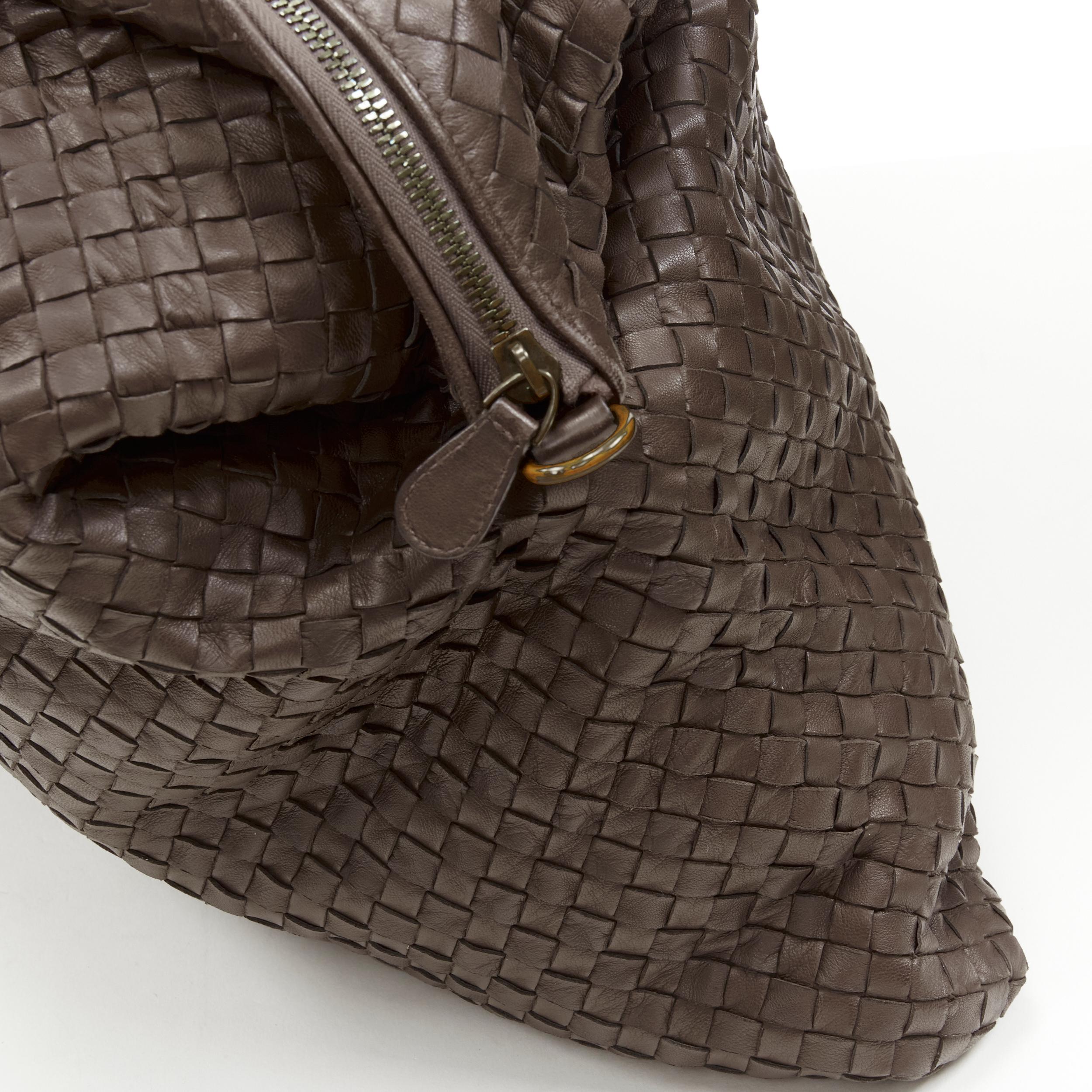 Women's BOTTEGA VENETA Intrecciato brown woven leather pinched side large tote bag
