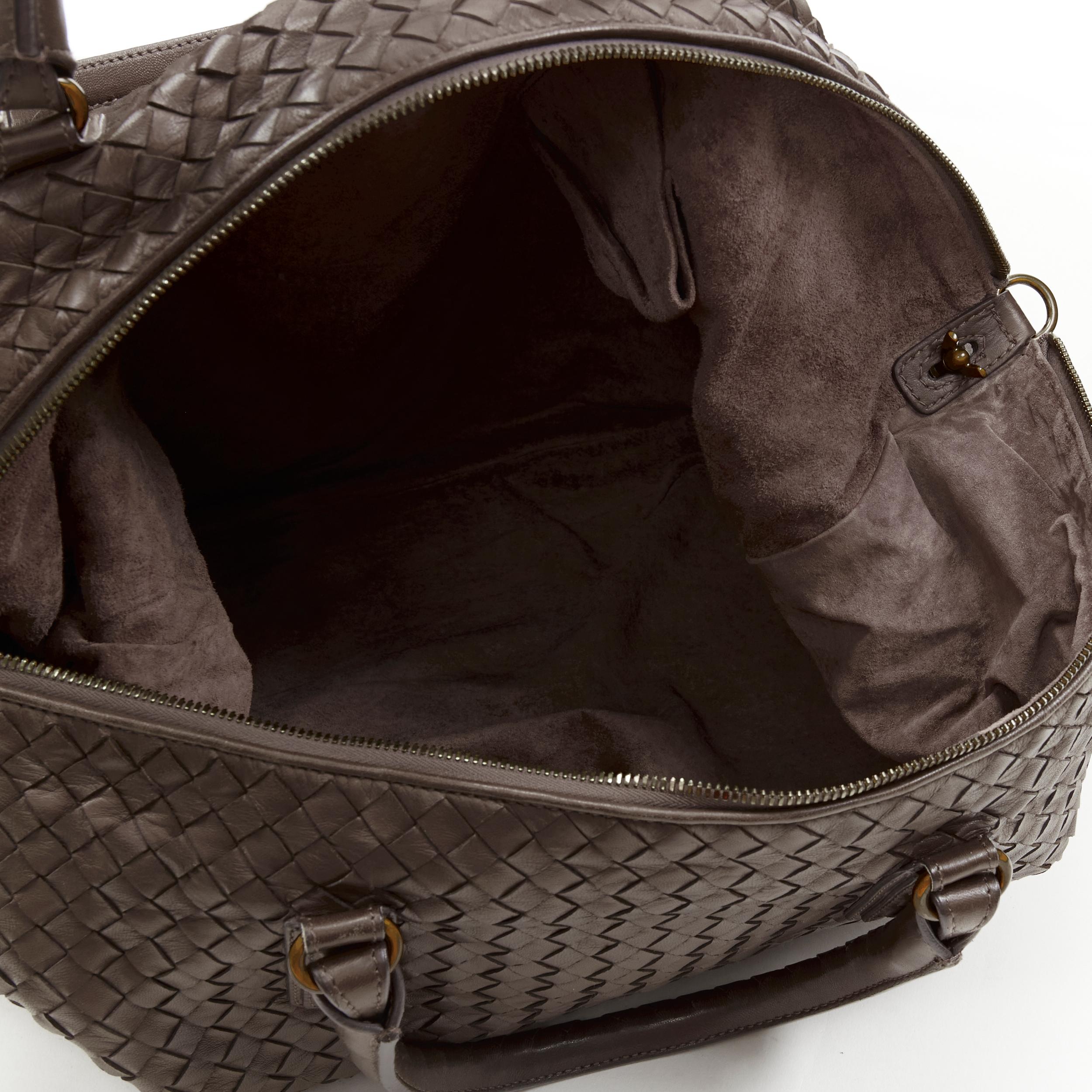 BOTTEGA VENETA Intrecciato brown woven leather pinched side large tote bag 1