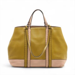 Bottega Veneta Intrecciato Corso Leather Tote Bag Green x Pink