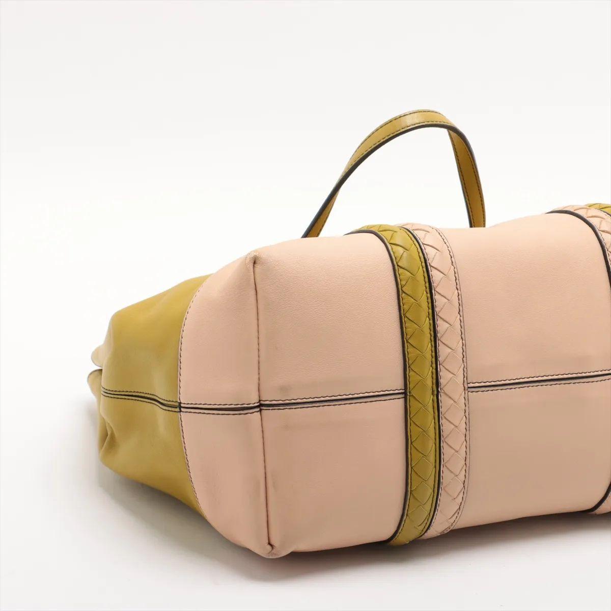 Bottega Veneta Intrecciato Corso Leder Tragetasche Grün x Rosa Damen im Angebot
