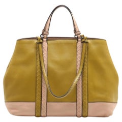 Bottega Veneta Intrecciato Corso Leather Tote Bag Green x Pink
