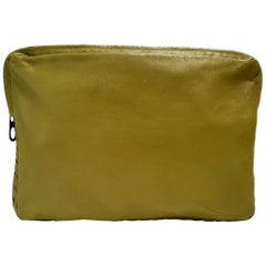Bottega Veneta Intrecciato Green Woven Pouch Handbag
