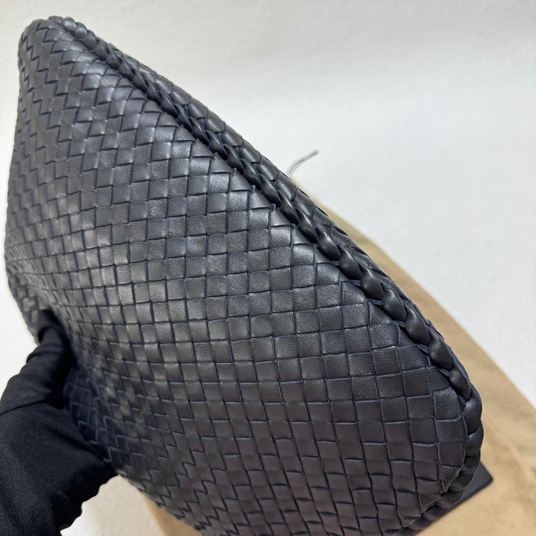 Bottega Veneta Bolso Hobo Intrecciato Mediano Piel de cordero negra 40cm 1