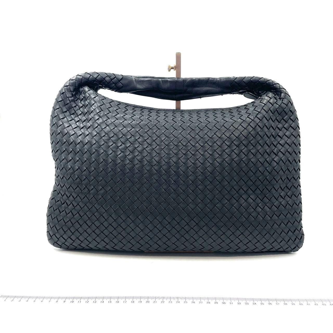 Bottega Veneta Intrecciato Hobo Bag Medium Black Lambskin leather 45cm
  These are professional photos of the actual bag offered by Luxbags.
  This Bottega Veneta Hobo Bag is an exceptional piece of luxury, crafted from iconic black lambskin leather