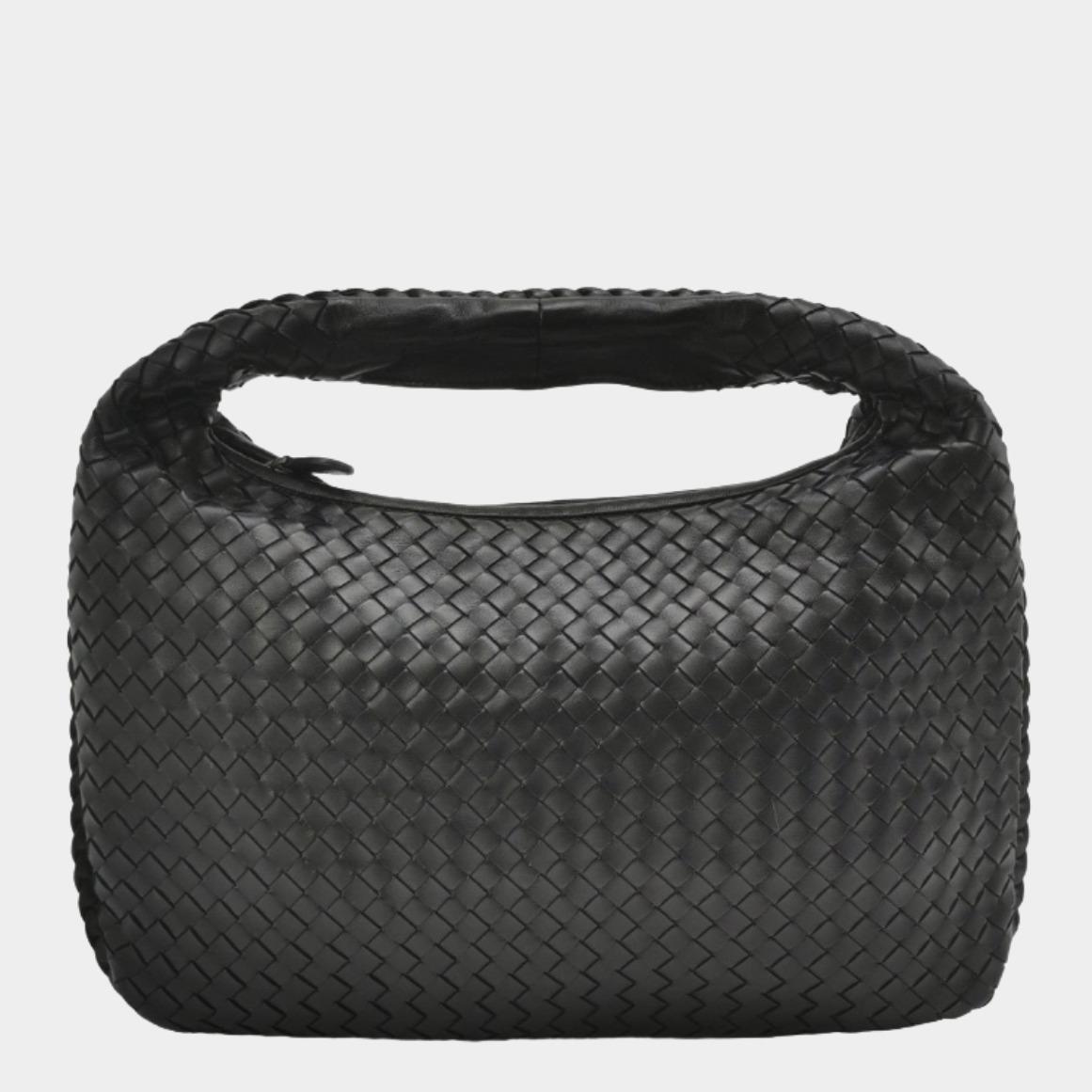Bottega Veneta Intrecciato Hobo Bag Medium Black Lambskin leather For Sale