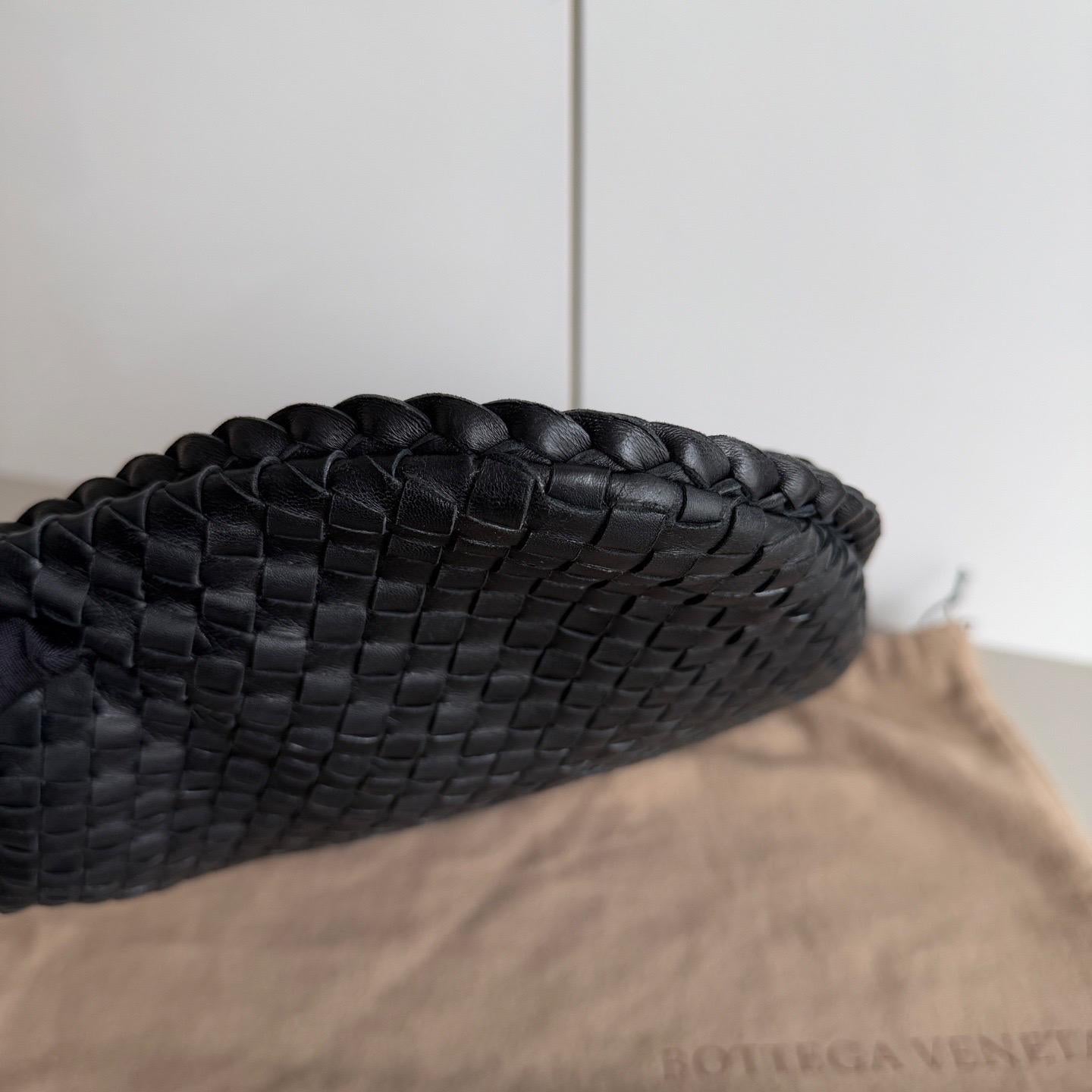  Bottega Veneta Intrecciato Hobo Bag Medium Black Leather 47cm Pour femmes 