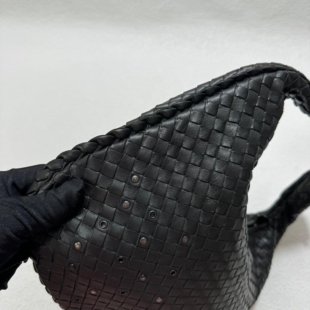 Bottega Veneta Intrecciato Hobo Bag Medium Black leather with Metal Studs 40cm 8