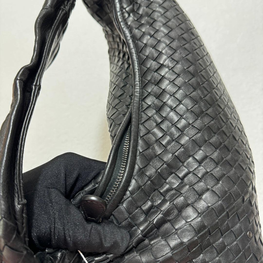 Bottega Veneta Intrecciato Hobo Bag Medium Black leather with Metal Studs 40cm 13