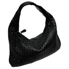 Bottega Veneta Intrecciato Hobo Bag Medium Black leather with Metal Studs 40cm