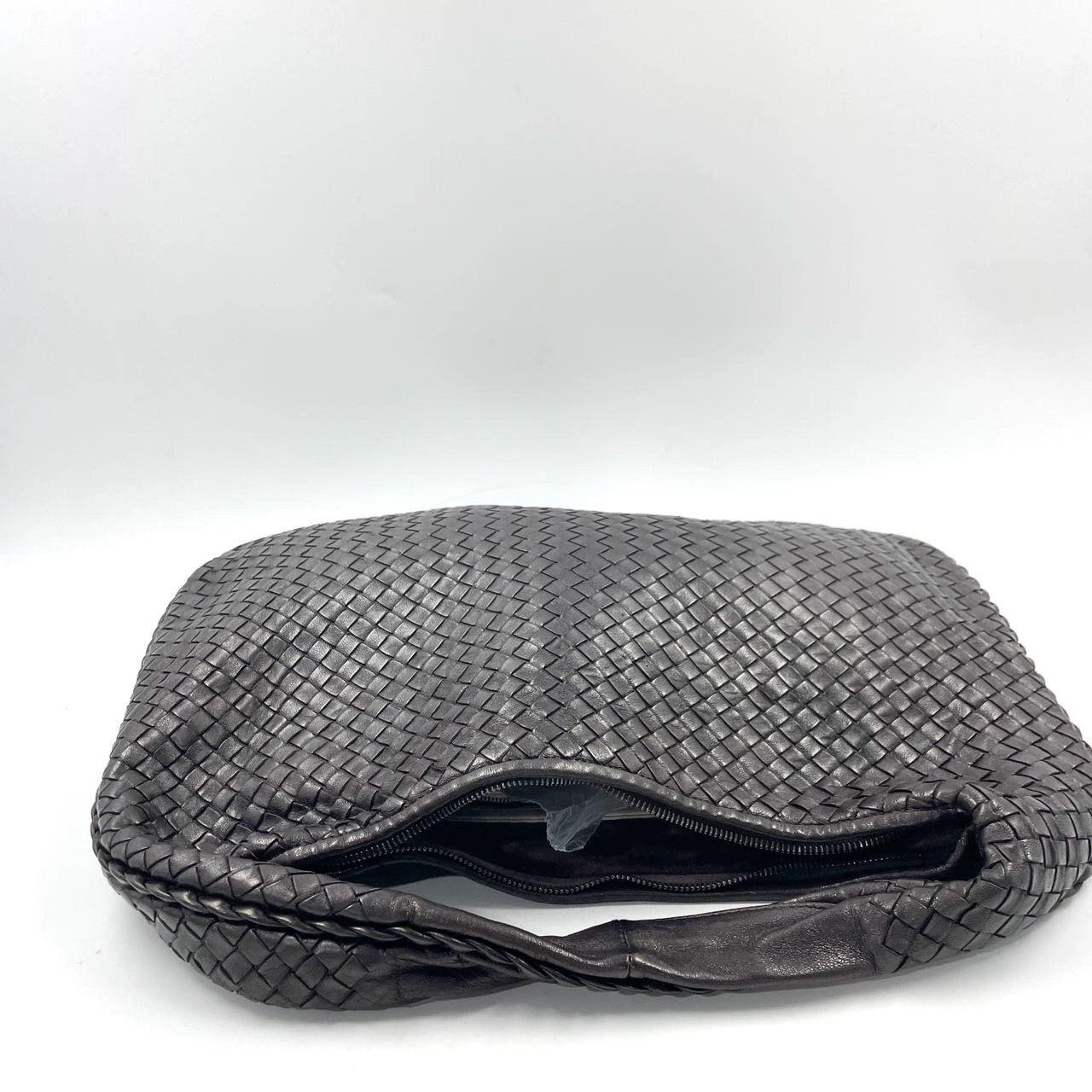 Women's Bottega Veneta Intrecciato Hobo Bag Medium Dark Chocolate Brown Lambskin leather