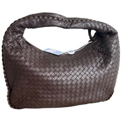 Bottega Veneta Intrecciato Hobo Bag Medium Dark Chocolate Brown Lambskin leather