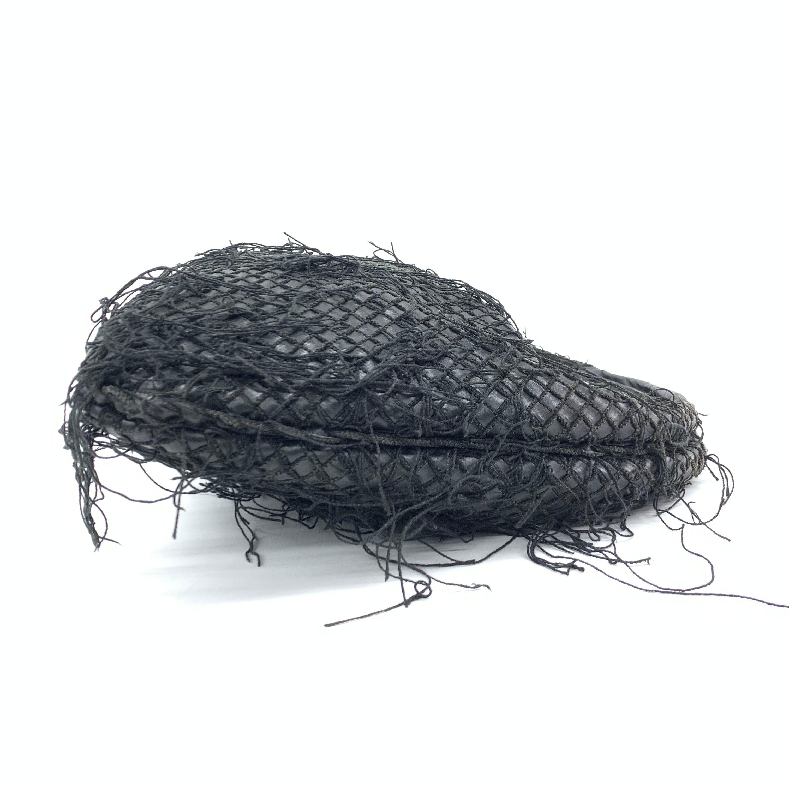Women's Bottega Veneta Intrecciato Hobo Bag Net & Fringes Black Lambskin leather Medium