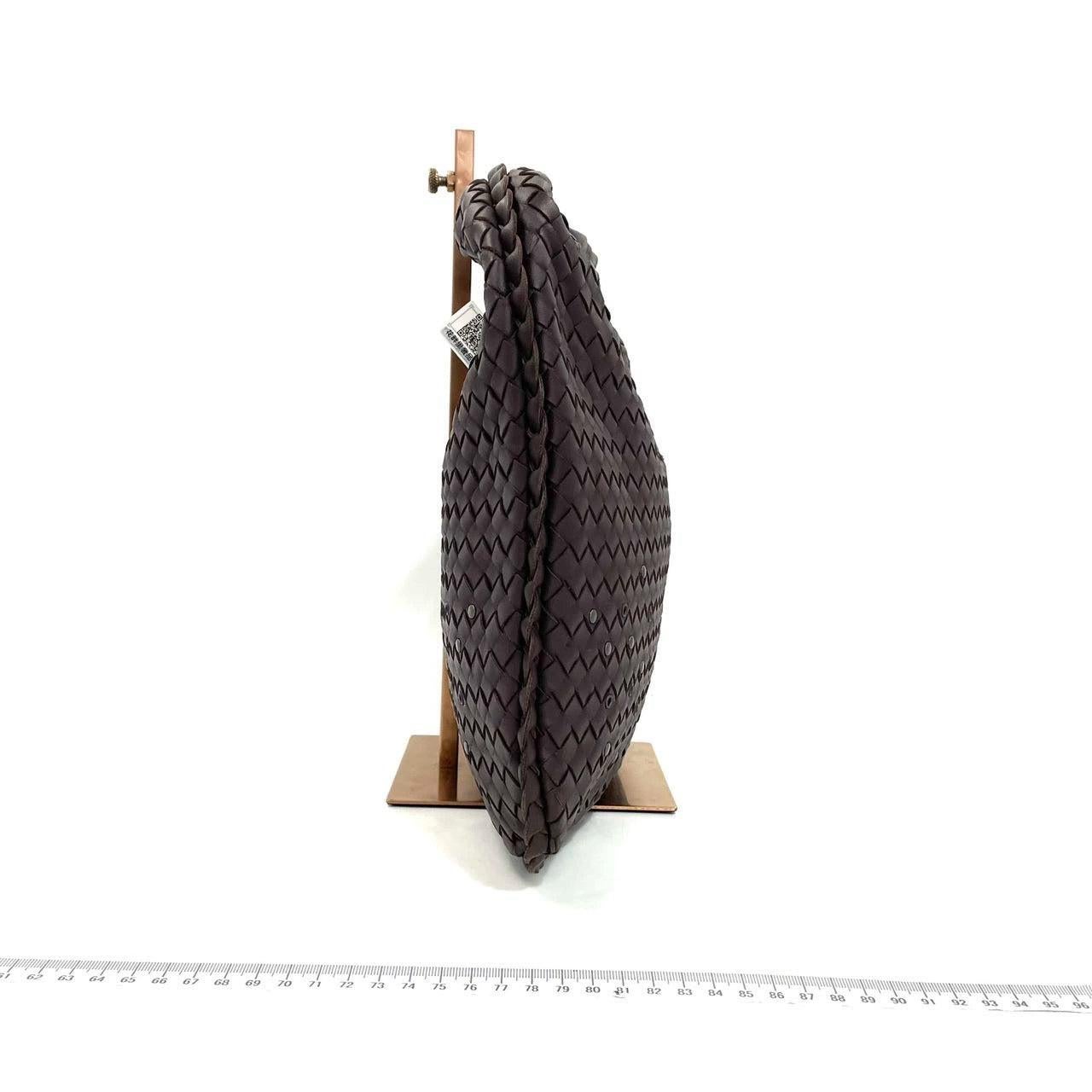 Black Bottega Veneta Intrecciato Hobo Medium Dark Brown leather with Metal Studs 40cm For Sale