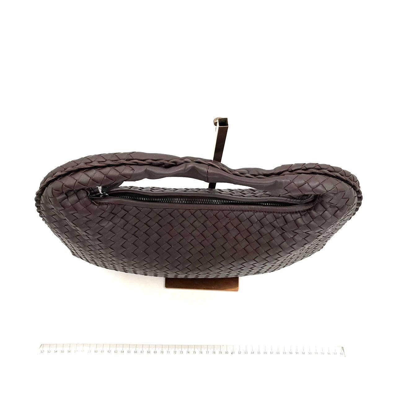 Women's Bottega Veneta Intrecciato Hobo Medium Dark Brown leather with Metal Studs 40cm For Sale