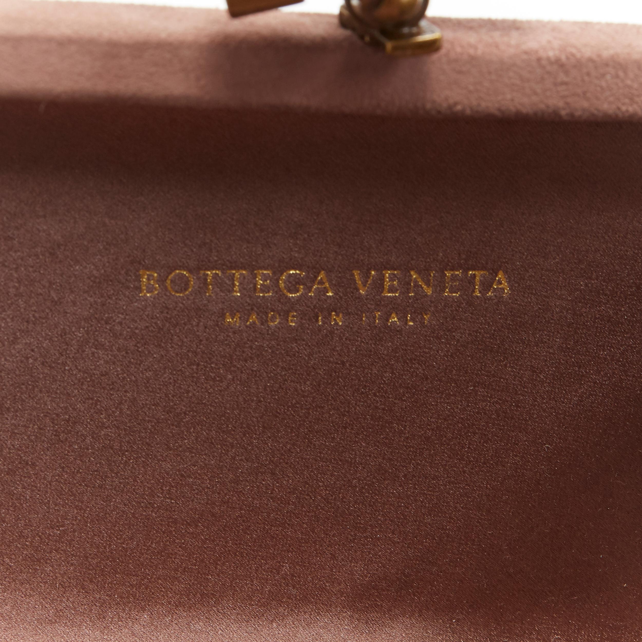 BOTTEGA VENETA Intrecciato Knot dusty taupe silk satin woven box clutch bag 2