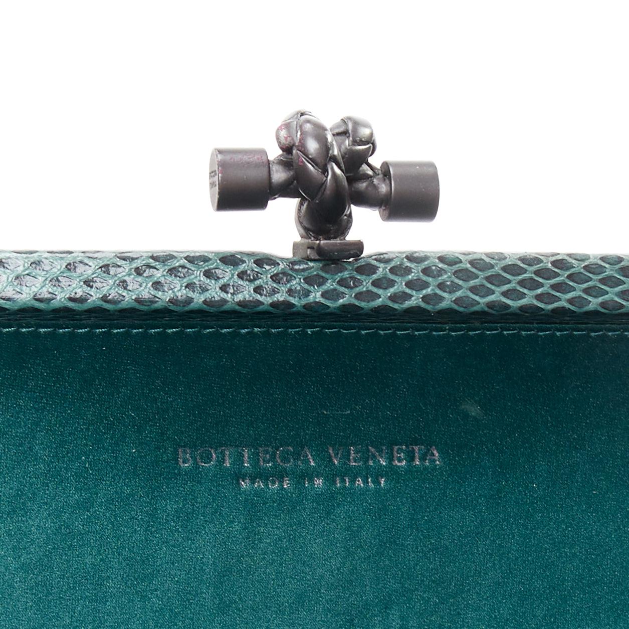 BOTTEGA VENETA Intrecciato Knot green satin woven ayers trim box clutch 4