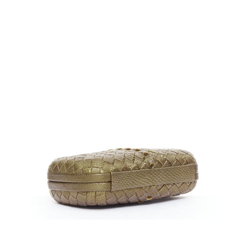 BOTTEGA VENETA Intrecciato Knot Metallic Bronze gewebtes Ayers Leder Box Clutch Damen im Angebot