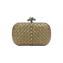 BOTTEGA VENETA Intrecciato Knot metallic bronze woven ayers leather box clutch