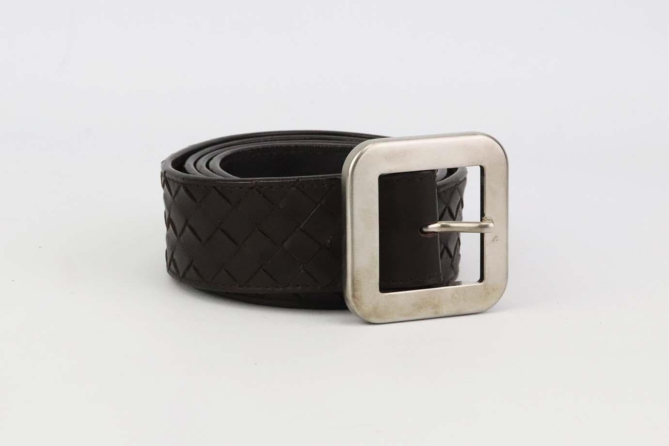 This belt by Bottega Veneta has been made with the brand’s iconic intrecciato technique, made from interlacing lengths of leather and topstitched at the edges, this belt is the perfect size for cinching a blazer or slipping through wider belt loops.