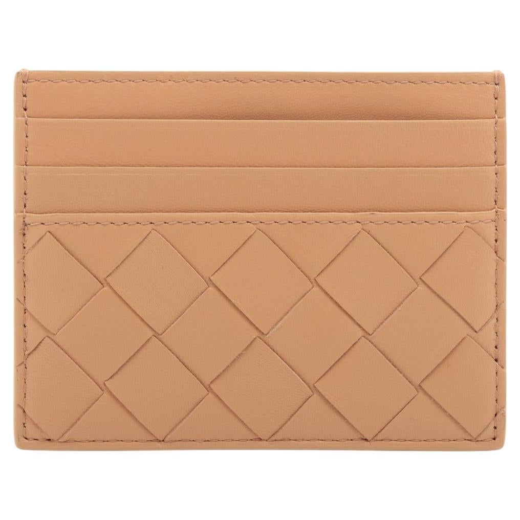 Bottega Veneta Intrecciato Leather Card Case Beige For Sale