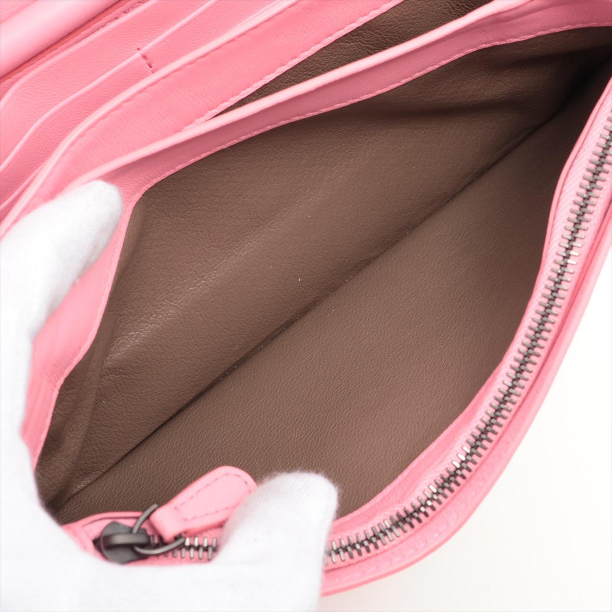 Bottega Veneta Intrecciato Leather Chain Wallet Pink 4