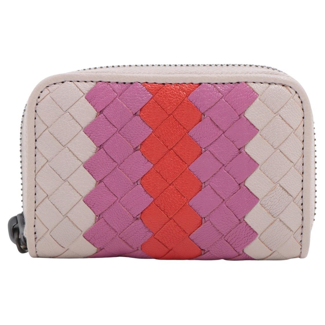 Bottega Veneta Portamonete in Pelle Intrecciato Multicolor