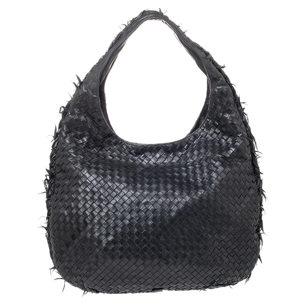 Bottega Veneta Intrecciato Leather  Fringe Large Hobo