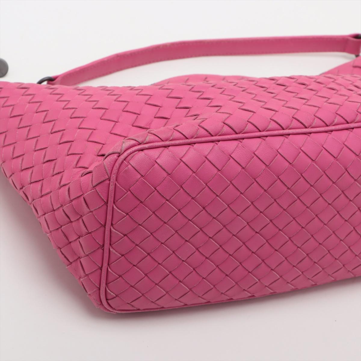 Bottega Veneta Intrecciato Leather Shoulder Bag Pink 1