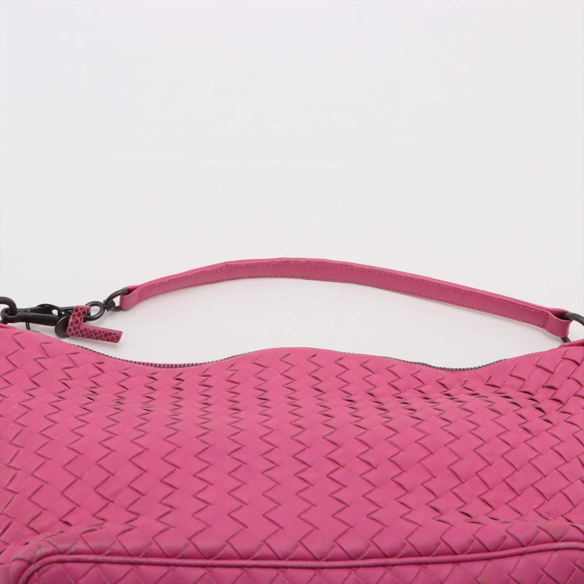 Bottega Veneta Intrecciato Leather Shoulder Bag Pink 3