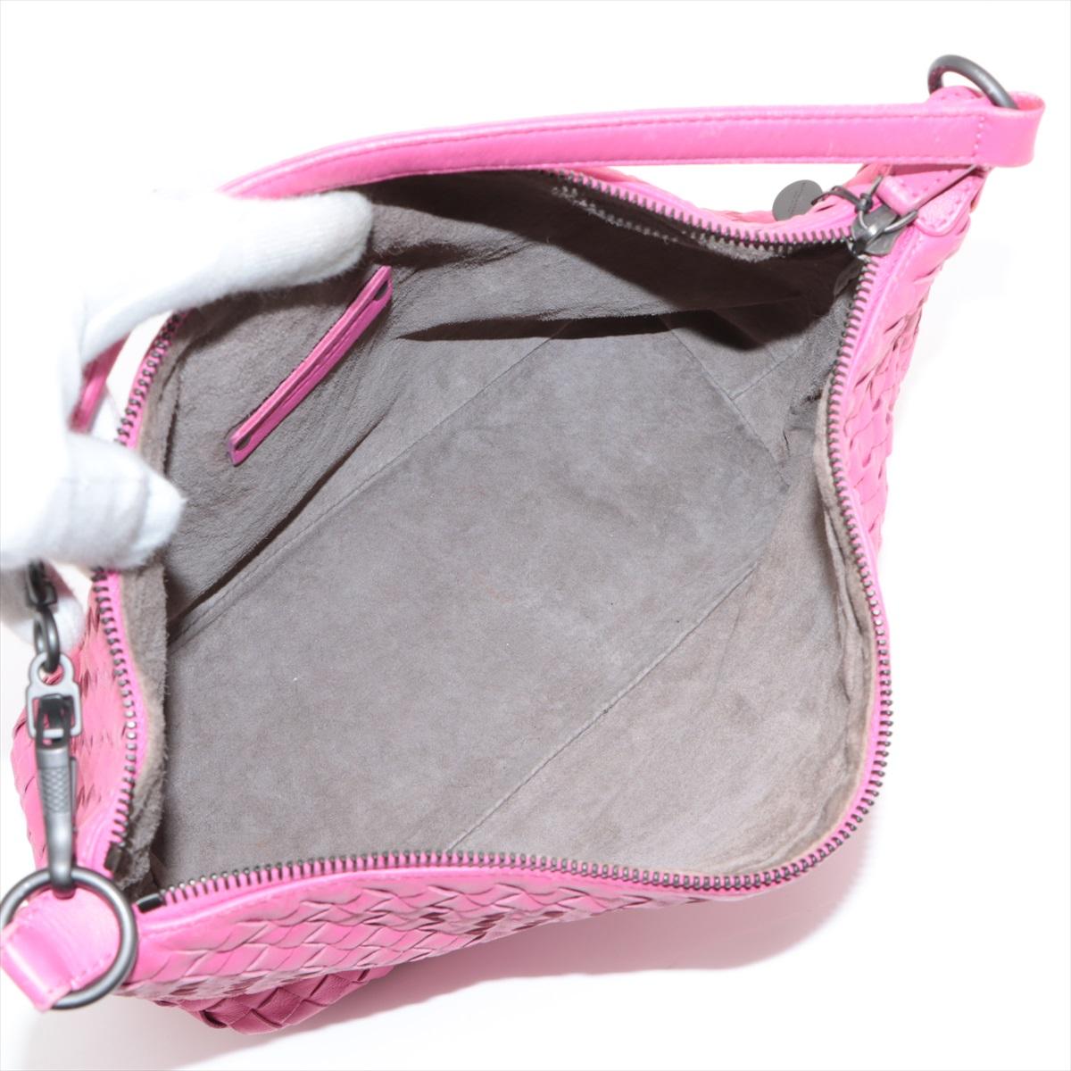 Bottega Veneta Intrecciato Leather Shoulder Bag Pink 4