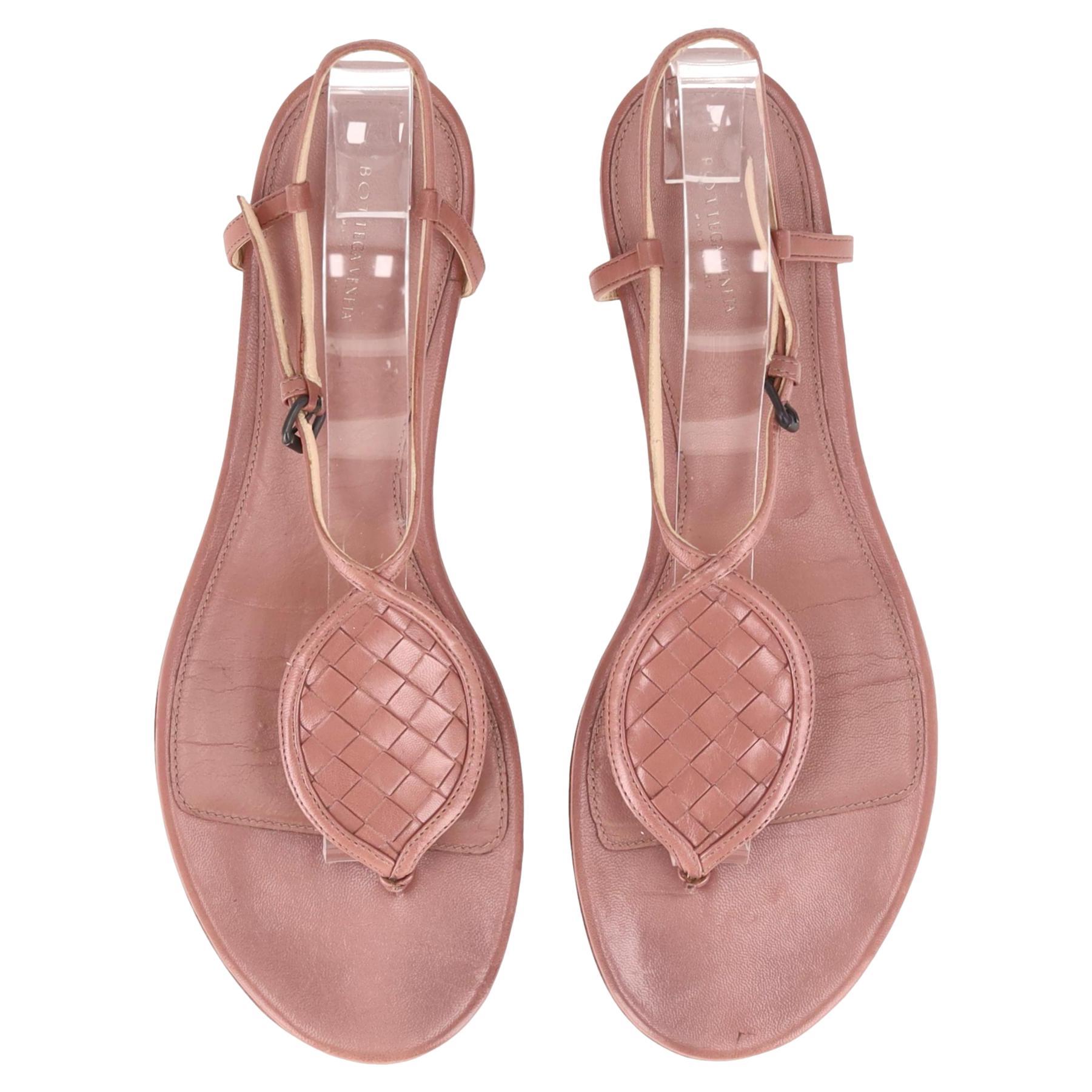 Sandalias de tiras de piel Bottega Veneta Intrecciato en venta