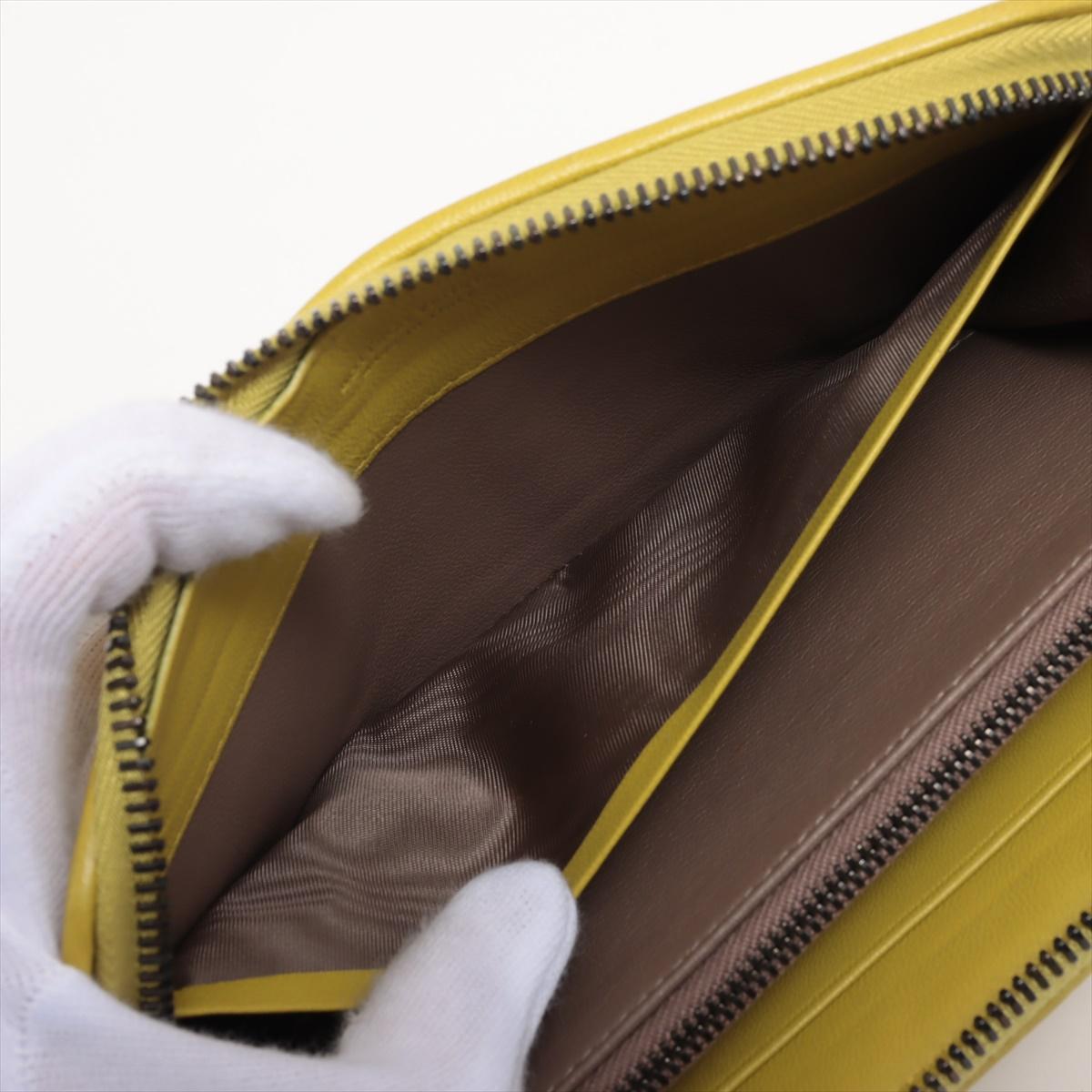 Bottega Veneta Intrecciato Leather Zippy Wallet Yellow Gold For Sale 3