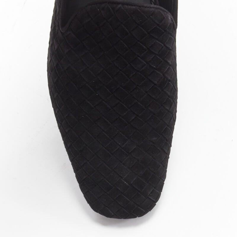 BOTTEGA VENETA Intrecciato Luxe suede black woven dress loafer shoes EU42.5 For Sale 2