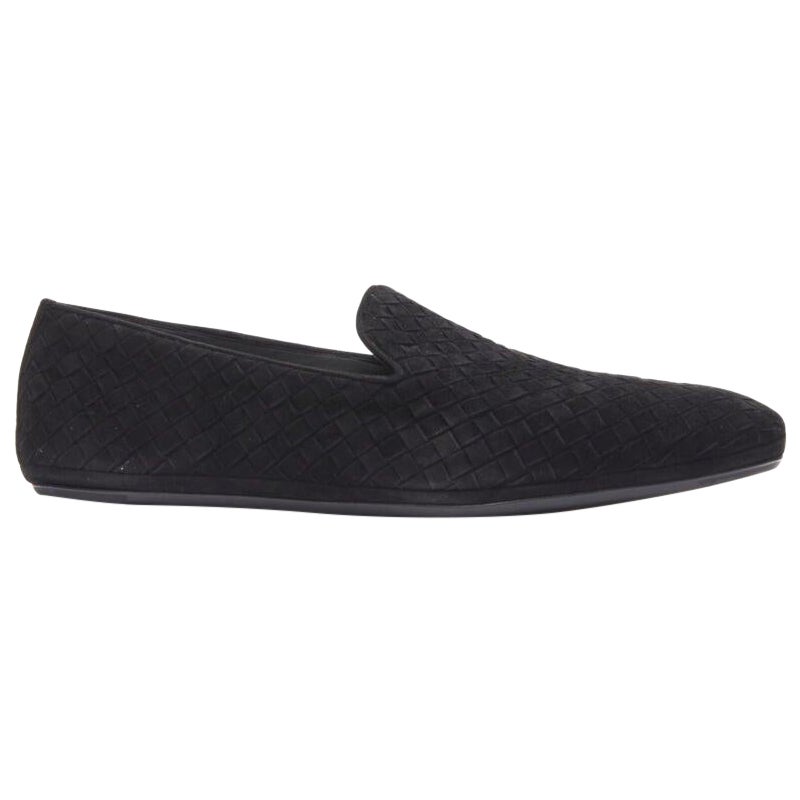 BOTTEGA VENETA Intrecciato Luxe suede black woven dress loafer shoes EU42.5