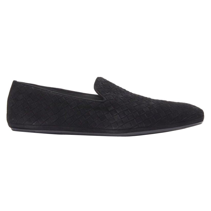 BOTTEGA VENETA Intrecciato Luxe suede black woven dress loafer shoes EU42.5