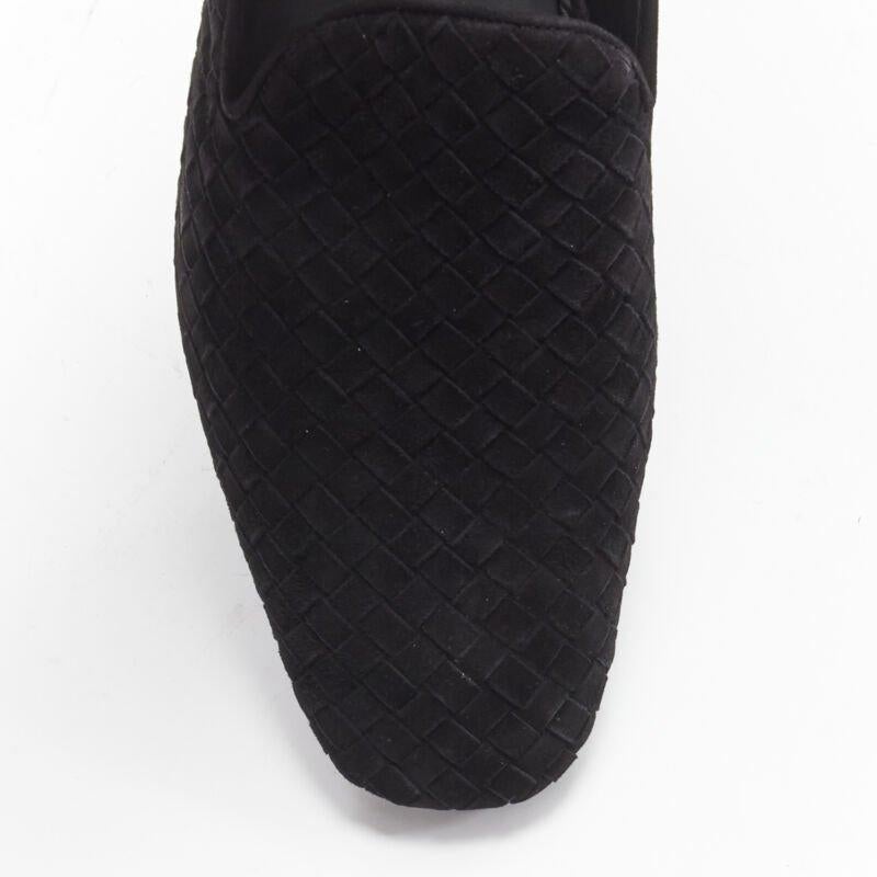 BOTTEGA VENETA Intrecciato Luxe suede black woven dress loafer shoes EU43 1