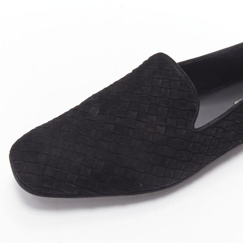 BOTTEGA VENETA Intrecciato Luxe suede black woven dress loafer shoes EU43 2