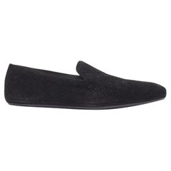 BOTTEGA VENETA Intrecciato Luxe suede black woven dress loafer shoes EU43.5