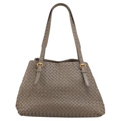 Bottega Veneta Intrecciato Nappa Leather Taupe Gold-Tone Shoulder Handbag